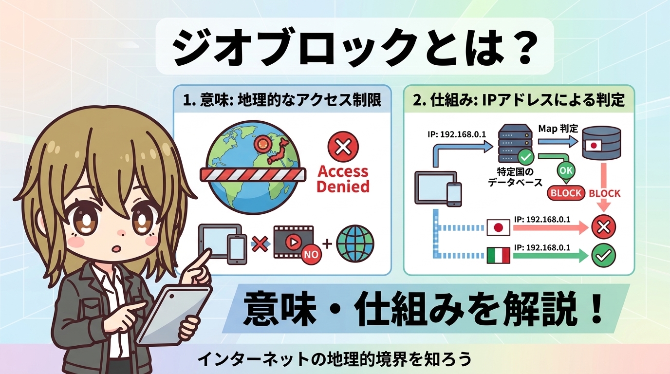 ジオブロックとは?意味・仕組みからVPNでの解除方法まで【2026年最新】