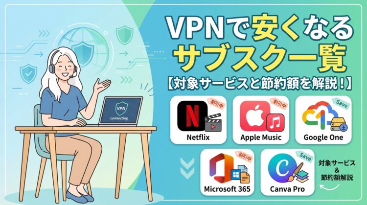 VPNで安くなるサブスク一覧｜Netflix・Google One・Apple Musicなど対象サービスと節約額を解説