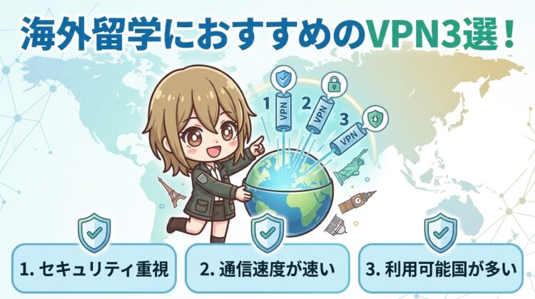 海外留学におすすめのVPN3選！NordVPN・MillenVPN・ExpressVPNを徹底比較【2026年最新】