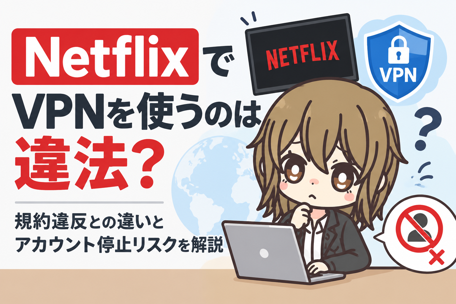 NetflixでVPNを使うのは違法?規約違反との違いとアカウント停止リスクを解説